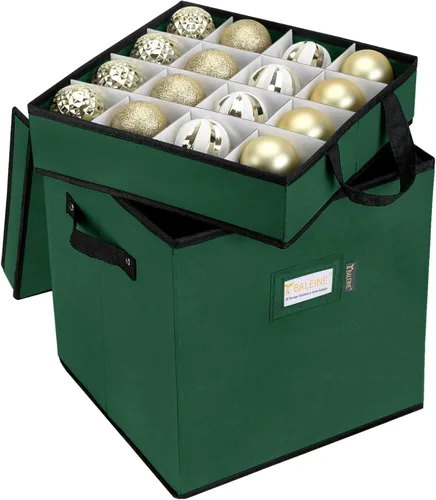 Miniatura 21 de BALEINE Caja de almacenamiento de adornos navideños con divisores, contenedor de almacenamiento de adornos navideños de alta calidad para Rojo