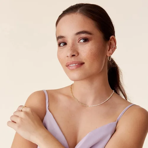 Miniatura 2 de PAVOI Collar de perlas de agua dulce chapado en oro de 14 quilates para mujer, Perla, Perla