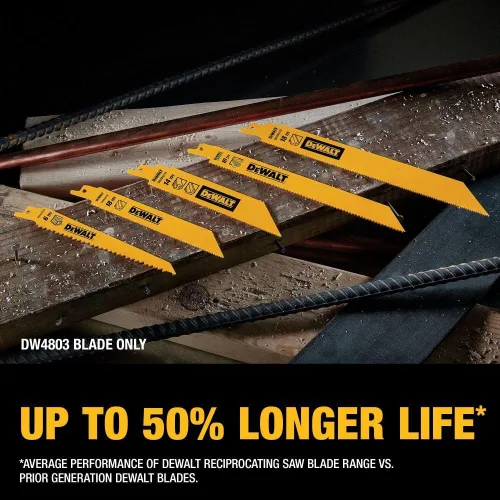 Miniatura 4 de DEWALT Reciprocating Saw Blades, Tapered Back, Bi-Metal, 9-Inch 6-TPI, 5-Pack (DW4803)