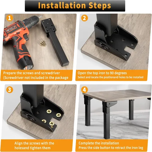 Miniatura 4 de 4 patas de mesa plegables autobloqueantes, patas de mesa plegables de 6, 8, 10 y 12 pulgadas, para mesas de campamento, muebles, bricolaje
