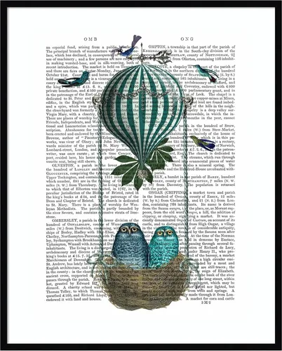 Amanti Art Fab Funky - Lienzo decorativo para pared, diseño de nido de globo de búho de 41 x 33 pulgadas, arte de pared de animales, decoración
