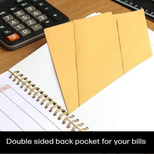 Miniatura 6 de Rastreador de pagos de facturas. Cuaderno A5 planificador de facturas con encuadernación en espiral y bolsillo trasero - Organizador de finanzas