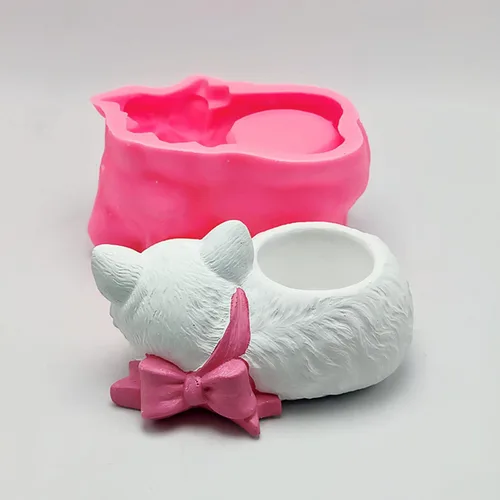Miniatura 5 de Moldes de maceta de hormigón para gatos, maceta suculenta, jarrón de silicona, moldes de silicona para candelabros, molde de resina epoxi de cemento