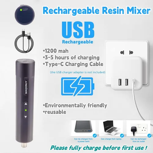 Miniatura 3 de Mezclador recargable de resina epoxi, mezclador eléctrico de mano USB para mezclar epoxi sin burbujas, agitador de resina para vasos, epoxi, moldes