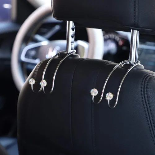 Miniatura 3 de SAVORI - Ganchos para auto, organizadores brillantes para reposacabezas de automóvil, ganchos para asientos, resistentes y duraderos, almacenamiento