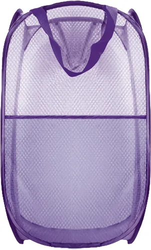 Miniatura 12 de Cesto de ropa sucia plegable emergente, cesta de ropa plegable de malla extragrande, 28" x 16" x 16" (azul)