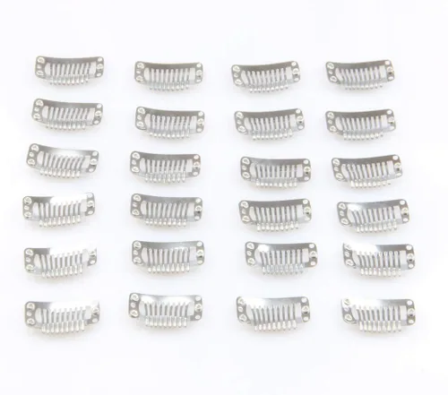 Miniatura 6 de 20 clips de metal a presión para extensiones de cabello DIY con clip, 9 dientes, 0.04 oz/pieza, 9 dientes, 0.04 oz/pieza, color marrón oscuro Marrón