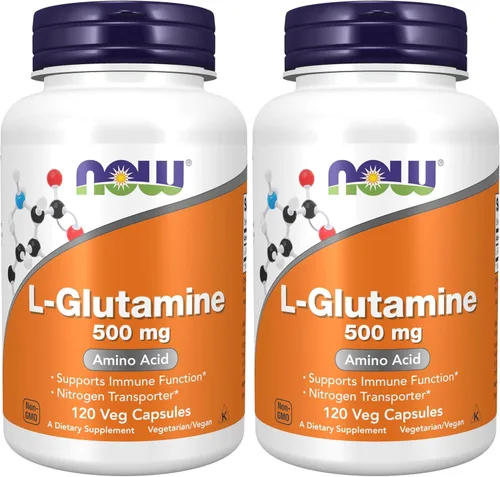 Miniatura 8 de Now - Suplemento alimenticio de L-Glutamina, 500 mg, aminoácido, transporta nitrógeno, 120 cápsulas veganas, color blanco