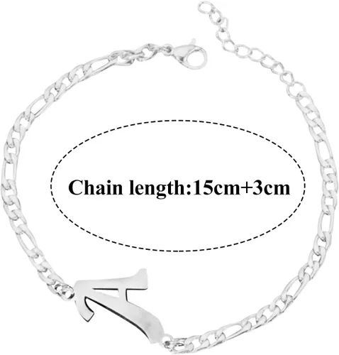 Miniatura 2 de Pulseras de moda con dije de cadena para mamá y mujer pulsera con inicial personalizada chapada en plata pulsera de acero de titanio pulsera
