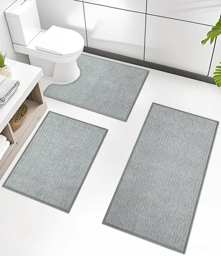 Miniatura 70 de Chakme Juego de 2 alfombras de baño ultrafinas, absorbentes, antideslizantes, lavables a máquina, color negro, 17 x 24 pulgadas / 17 x 30 pulgadas