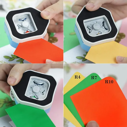 Miniatura 2 de ECOHU - Perforadora de esquina redonda, cortador de esquina de 3 en 1 para manualidades de papel (R4 mm+R7 mm+R10 mm) para cortar diferentes
