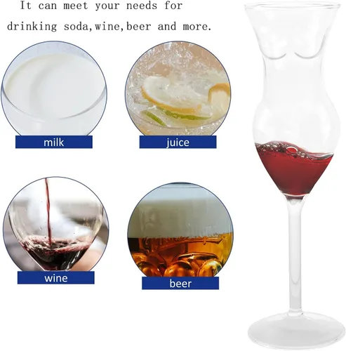 Miniatura 5 de 2 vasos de cristal transparente sexy Naked Miss con forma de cuerpo, vaso de cóctel transparente soplado a mano para cócteles, fiestas, decoración