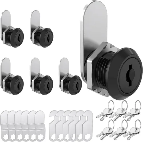 Miniatura 14 de Paquete de 2 cerraduras de gabinete, cerradura de leva de 1-1/8 pulgadas con llave maestra, cerradura de buzón segura para cajón, buzón, caja