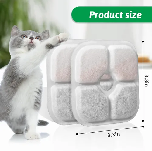 Miniatura 3 de Filtros de repuesto para fuente de agua para gatos aptos para fuente de 2.5 L con patrón de bigotes, filtro de fuente de agua de triple acción