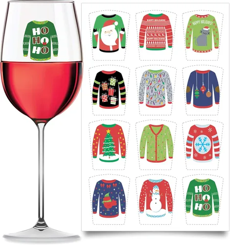 Miniatura 5 de Wine Wear Marcadores de bebidas, 12 unidades, calcomanías adhesivas reutilizables para revelación de género para baby shower (bebé niño)