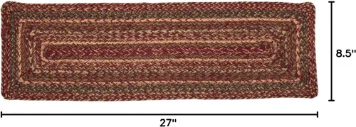 Miniatura 2 de VHC Brands Molino de sidra Primitive Yute Rojo Rayas Escalera Rectángulo de Látex Respaldo 8.5"x27