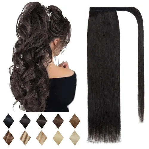 Miniatura 20 de SEGO Pinza de Gancho Extensión de Cola de Caballo Extensiones de Cabello Humano con Pinza para Cola de Caballo Extensiones de Cabello Real de Cola