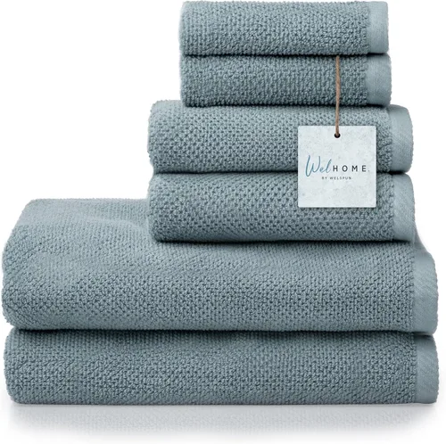 Miniatura 13 de Welhome Franklin - Juego de 6 toallas 100% de algodón con textura, 600 GSM, suaves y lujosas, 2 toallas de baño, 2 toallas de mano, 2 paños
