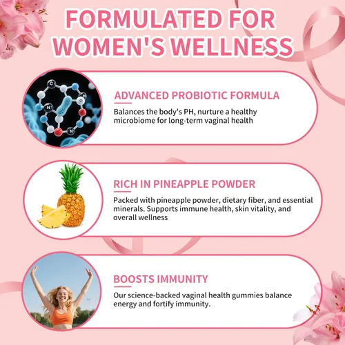 Miniatura 4 de Gomitas de equilibrio femenino prémium para la salud de la mujer, gomitas de piña hawaiana para mujeres, probióticos vaginales y apoyo