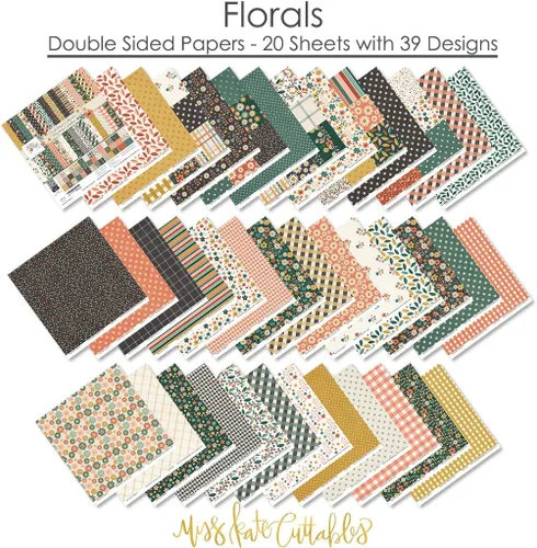 Miniatura 2 de Paquete de papel con patrón, diseño floral, 20 de doble cara de 12 x 12 pulgadas, incluye 39 patrones, tarjetas de álbumes de recortes