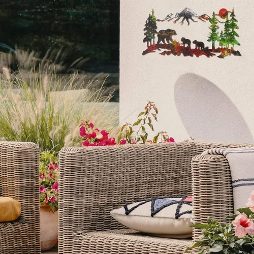 Miniatura 4 de Therwen Arte de pared de oso de metal, decoración de cabaña de oso de montaña de bronce bosque, decoración rústica de caza de animales