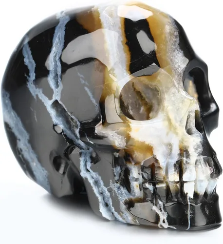 Miniatura 6 de Skullis 2.0 "ágata geoda cráneo de cristal, escultura de arte fino de piedras preciosas talladas a mano, estatua de piedra curativa de Reiki.1396