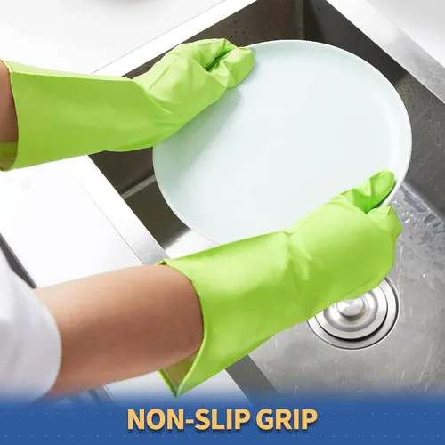 Miniatura 4 de BOOMJOY Guantes de limpieza de nitrilo, guantes resistentes para lavar platos, guantes grandes reutilizables para cocina, baño, jardinería, trabajo