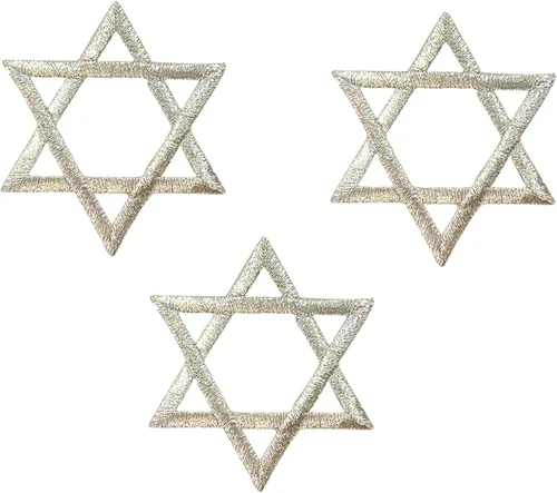 Miniatura 12 de (2 pulgadas) Estrella de David, Hanukkah, judío, bordado, parche para planchar (dorado, 1 pieza)