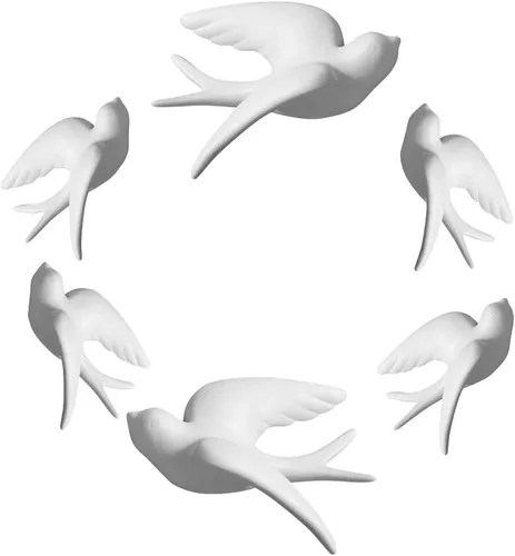 Miniatura 9 de Dorlotou Par de gorriones de cerámica, golondrinas, pájaros, paloma, blanco, decoración para colgar en la pared, para baño, sala de estar, jardín