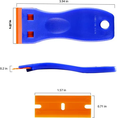 Miniatura 2 de 4 piezas de raspador de cuchilla de afeitar de plástico y 120 piezas de cuchillas de afeitar de plástico, herramienta de raspado de limpieza