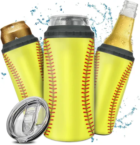 Miniatura 11 de winorax Vaso de béisbol 4 en 1, enfriador de latas de béisbol de acero inoxidable, vasos aislados para café, taza de viaje con tapa, vasos de regalo