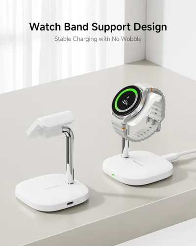 Miniatura 3 de Soporte de carga para Samsung Galaxy Watch 8/8 Classic/Ultra (2025)/7/Ultra/FE/6/6 Classic/5/5 Pro/4/3/Active 2/Active, SwanScout 505S (Blanco)