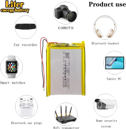 Miniatura 5 de Batería recargable del ion del polímero de litio del litro 3.7V 605065 2800mAh Lipo con el conector JST el 4.1 ft