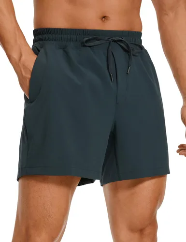 CRZ YOGA Pantalones cortos de entrenamiento sin forro para hombre de 5 pulgadas, ligeros, de secado rápido, para correr, deportes, atletismo,