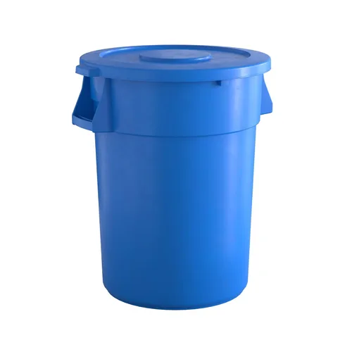 Miniatura 10 de Bote de basura comercial redondo gris de 32 galones con tapa y carrito