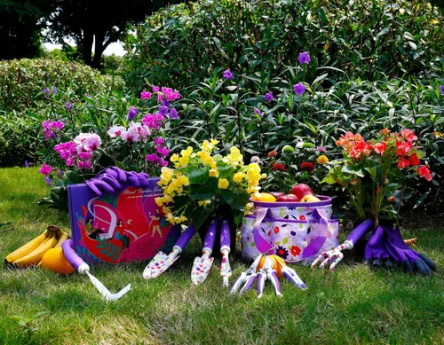 Miniatura 5 de Juego de herramientas de jardín moradas florales, regalos de jardinería para mujeres, juego de tijeras de podar de jardín, kit de herramientas