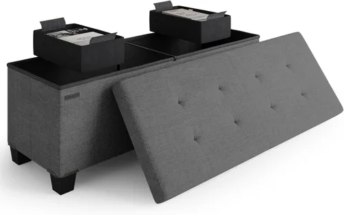 Miniatura 63 de Cubo otomano de almacenamiento con cubo pequeño, otomana cuadrada de 15 pulgadas con almacenamiento para sala de estar y dormitorio, reposapiés