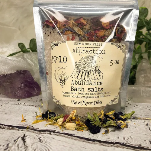 Miniatura 7 de Atracción Abundancia Aceites esenciales Hierbas Hechizo Ritual Sales de baño con hierbas reales Botánicos infundidos Mejorar la belleza Amor Control