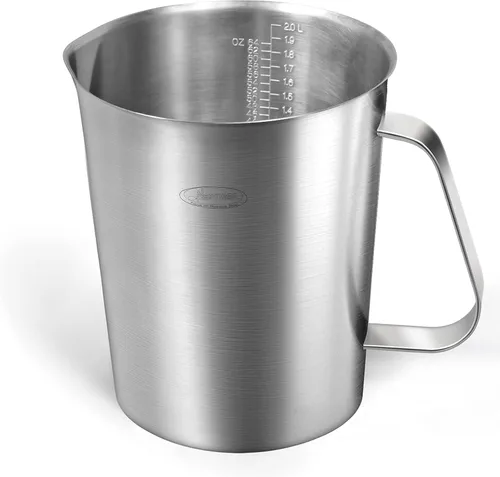 Miniatura 13 de Newness Juego de 2 tazas medidoras de acero inoxidable (3 marcas, incluye escala de taza/ml/onza) (2 y 3 tazas) taza medidora de metal con asa