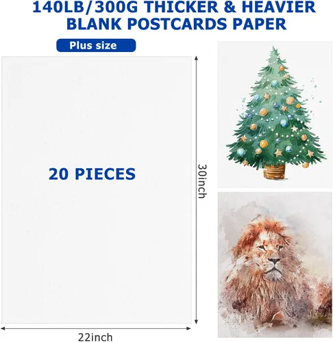 Miniatura 2 de Fuutreo 20 hojas de papel de acuarela grande de 140 libras, papel de dibujo pesado para pintura blanca, suministro de arte para principiantes