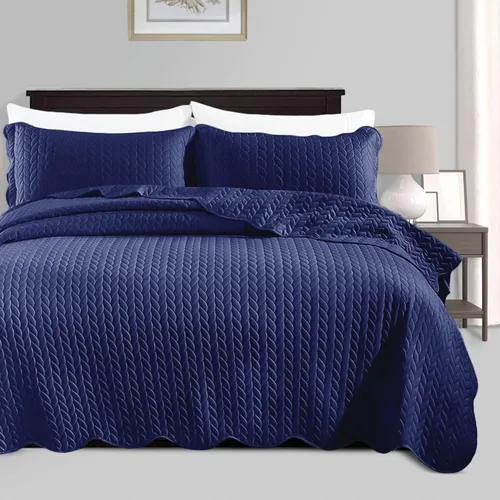 Miniatura 96 de IR Imperial Rooms Velvet Twin Quilt Bedspread Comforter Bedding Set 2 Pcs Diamond Pattern - (68"x86") Bedspread Coverlet + 1 Pillow Shams