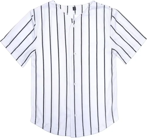 babyhealthy Camiseta de béisbol con botones para niños, camiseta de manga corta a rayas, hipster, hip hop, para niños y niñas