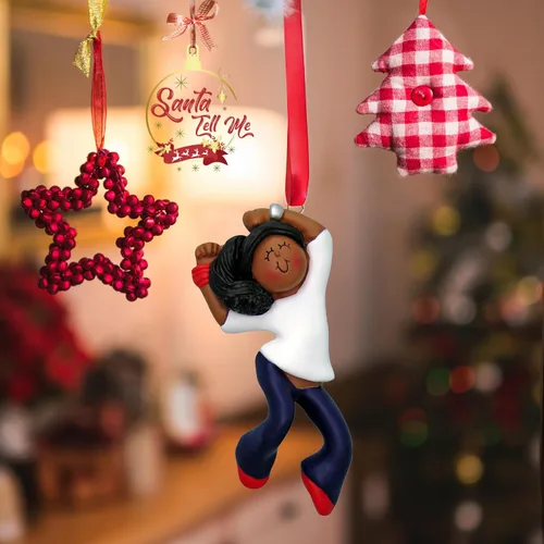 Miniatura 5 de Adorno de Navidad de bailarina 2025 con nombre y año - Regalo personalizado para bailarinas negras, intérpretes infantiles, amantes del hip hop