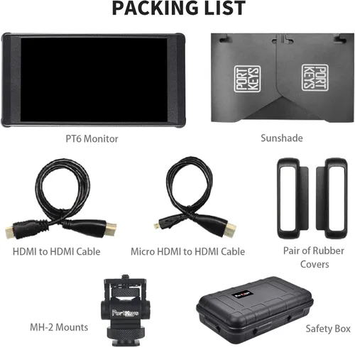 Miniatura 8 de Portkeys Monitor de Campo para Cámara PT6 5.2" 600nit Pantalla Táctil Monitor de Cámara Disparo Vertical Extensión 3D LUT Salida Amplia Gama