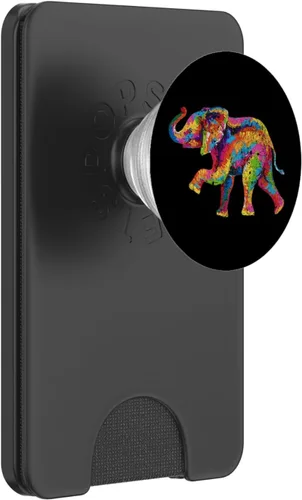 Miniatura 6 de Elefante de decoración de elefante con estampado de elefante en negro PopSockets intercambiable PopGrip