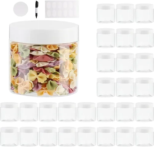 Miniatura 7 de Paquete de 12 tarros de plástico de 22 onzas con tapas, tarros vacíos de boca ancha con tapas, recipientes herméticos para alimentos/tarros de 22oz