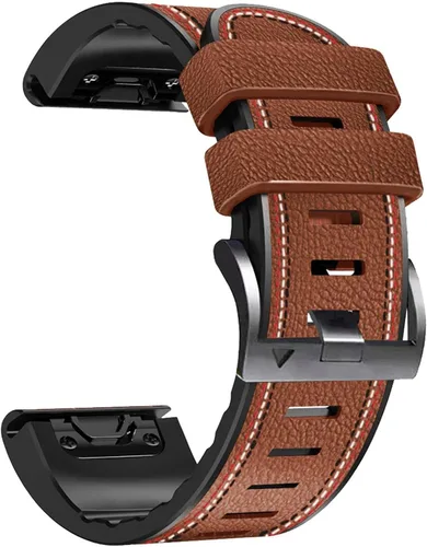 Miniatura 8 de Abanen Correas de reloj de ajuste rápido para Garmin Feinx 8/epix Pro/Tactix 8 (2.008 in), fibra de cuero con costuras de forro de silicona, correa