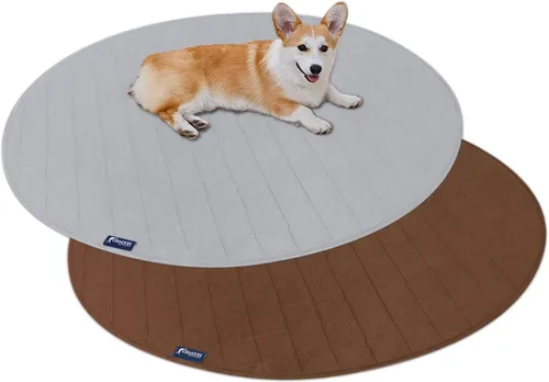 Miniatura 7 de Paquete de 2 almohadillas lavables para orina de perros, impermeables, redondas, de 48 pulgadas, almohadillas reutilizables para orina, almohadillas