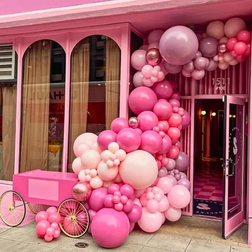 Miniatura 5 de Globos de color rosa intenso y oro rosa, 60 globos rosa pastel, globos de confeti de oro rosa metálico de 12 pulgadas, globo de látex rojo rosa