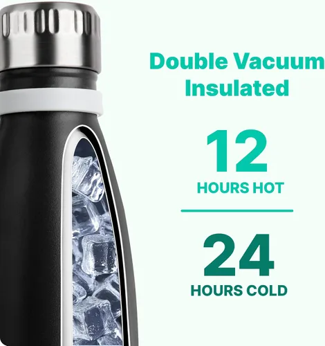 Miniatura 2 de VINUR Botella de agua para niños, 9 onzas, acero inoxidable, doble pared, aislada al vacío, botella de agua para la escuela, frasco en forma de cola